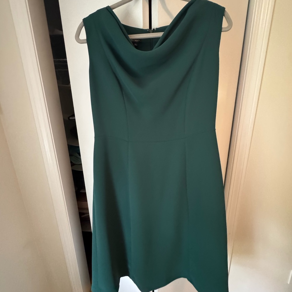 Talbots Green Sheath Midi Dress with Cowl Neck